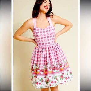 Hell Bunny Pink Gingham Strawberry Shortcake Dress size small